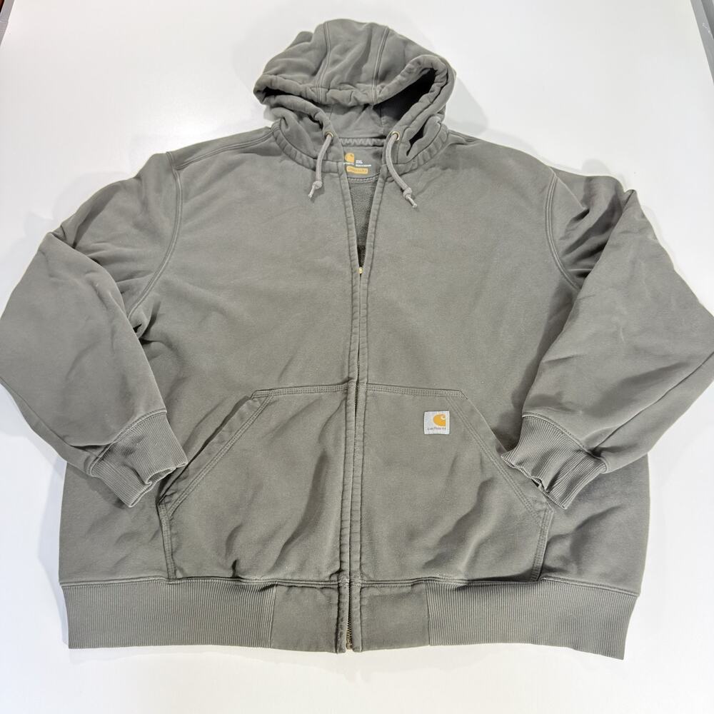 Carhartt Rain Defender Jacket Mens XXL Dark Gray Workwear Full Zip Hoodie Coat